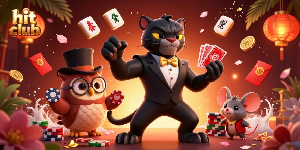 Experience exciting gaming at hit club with a stylish black panther dealer and vibrant casino action.