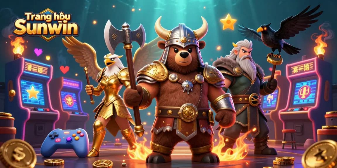 Engage with thrilling gameplay at Trang chủ Sunwin, showcasing 3D characters in a vibrant casino scene.