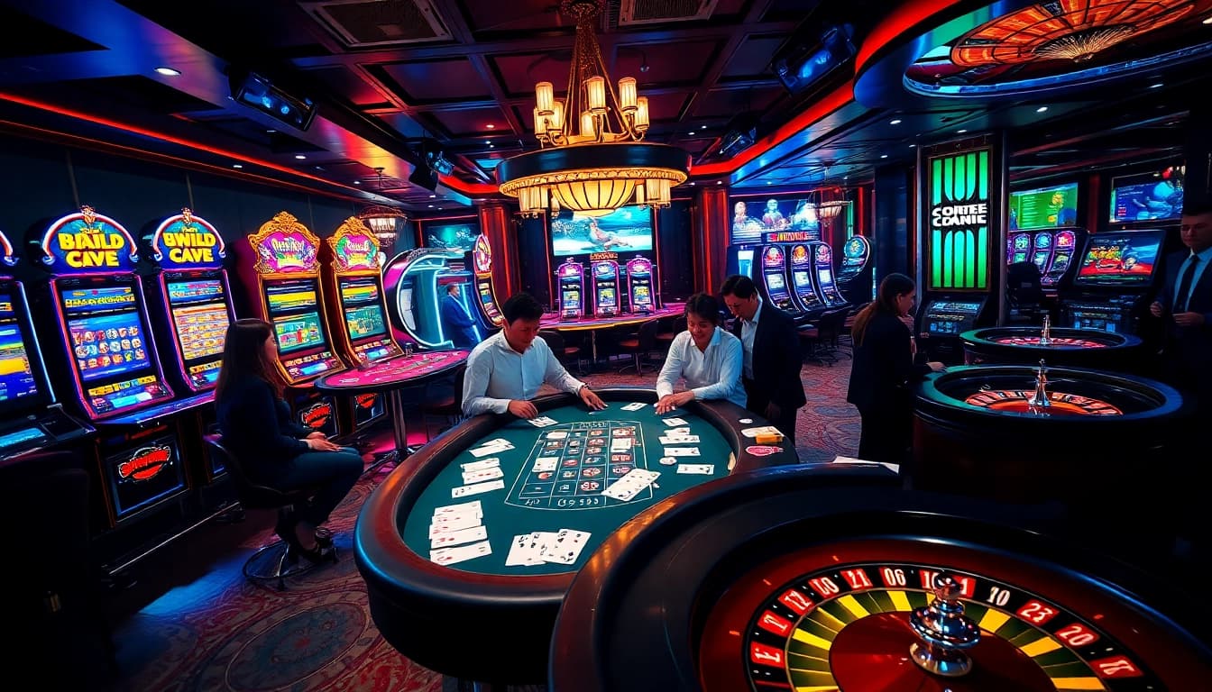 Engaging scene of kèo nhà cái 5 in action at a luxurious casino, demonstrating high-stakes gambling.