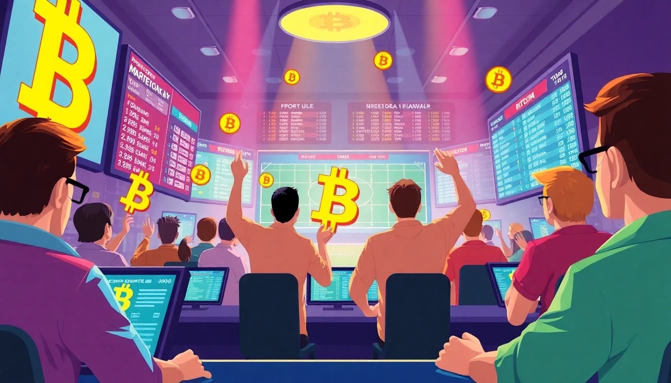 Discover the thrill of betting on the best Bitcoin sports betting sites with vibrant visuals of passionate bettors.