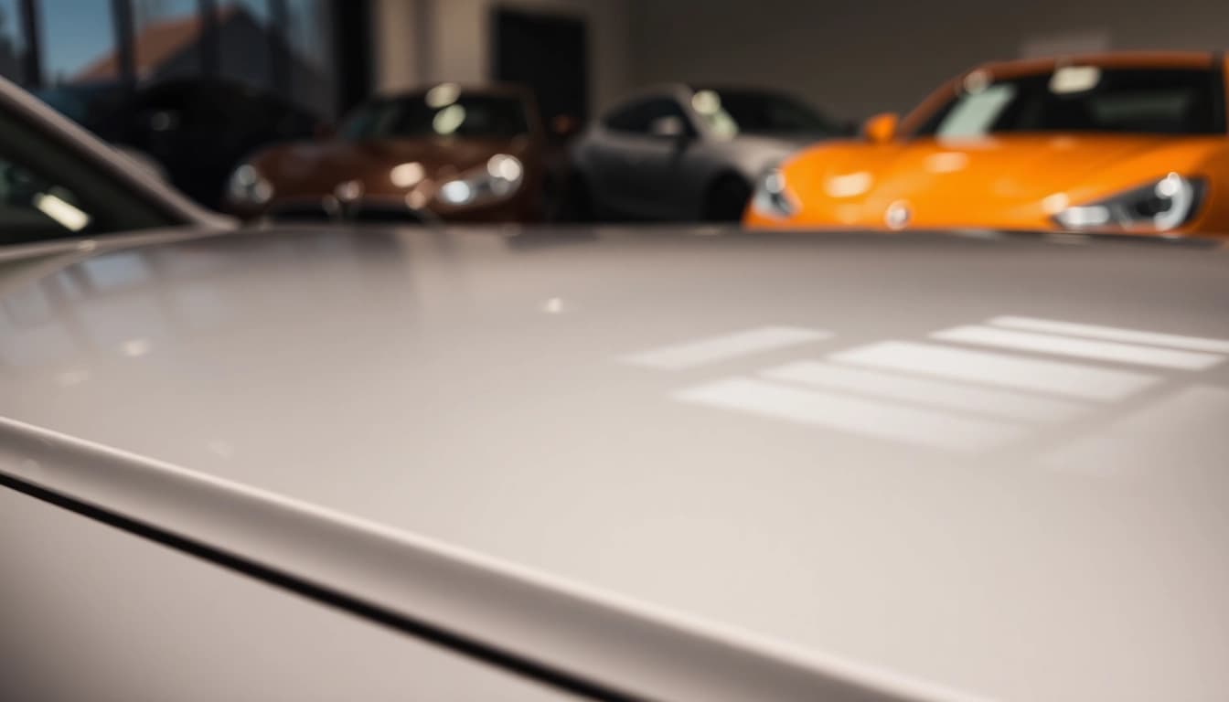 Schutzfolie für matte Autolacke wird auf einem eleganten Auto aufgetragen, um den Lack zu schützen und zu bewahren.