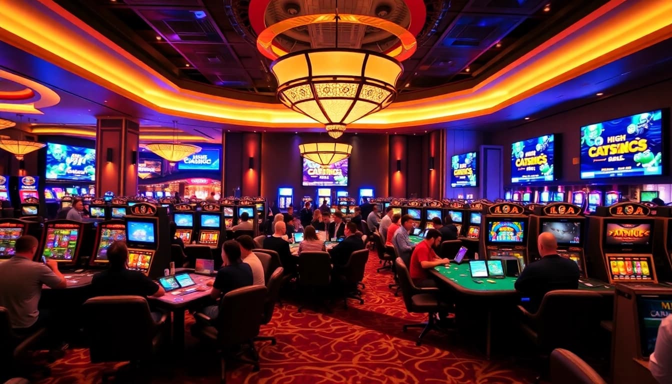 Players enjoying the thrill of casino ohne limit, showcasing high-stakes games and vibrant atmosphere.