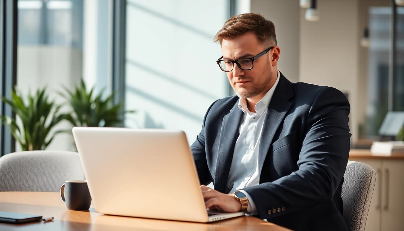 Headhunter handelt aktiv mit qualifizierten Kandidaten in einer modernen Büroumgebung.