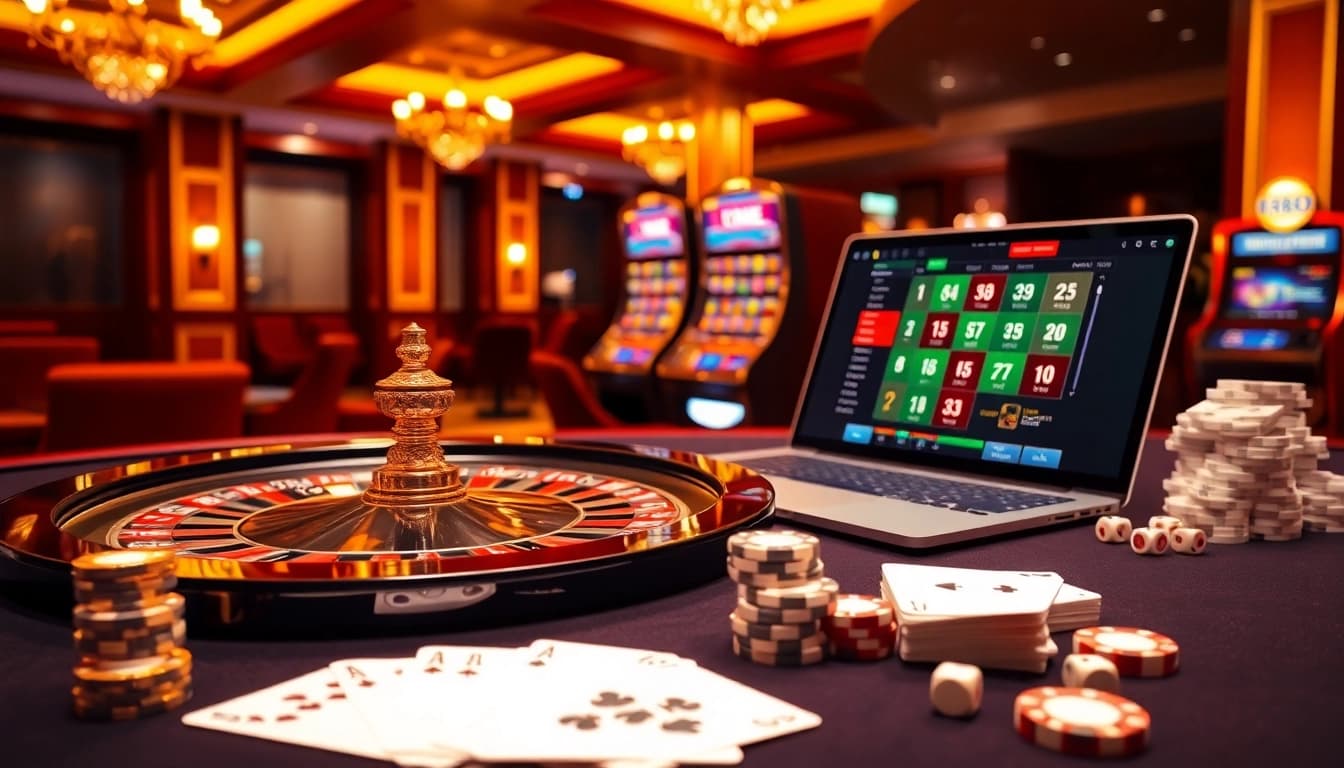 rr88 high-stakes gameplay featuring a luxurious casino table and vibrant chips.