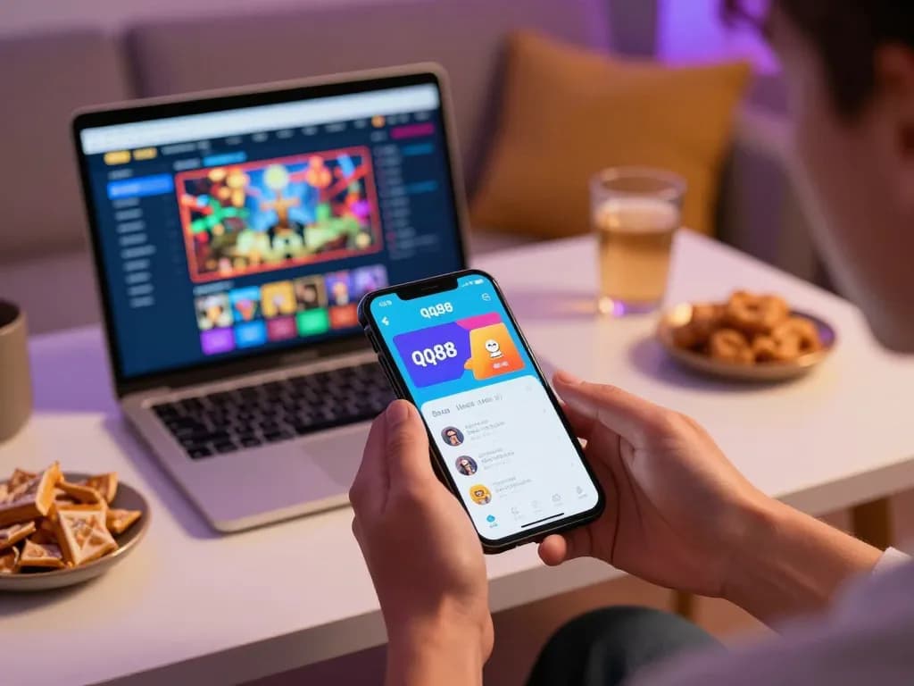 Using the qq88 link mới app for immersive online gambling on a stylish smartphone.