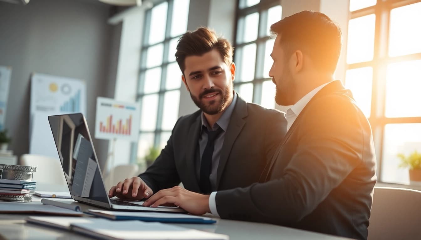 Optimierende SEO Tipps in einem modernen Büro mit Datenanalysen.