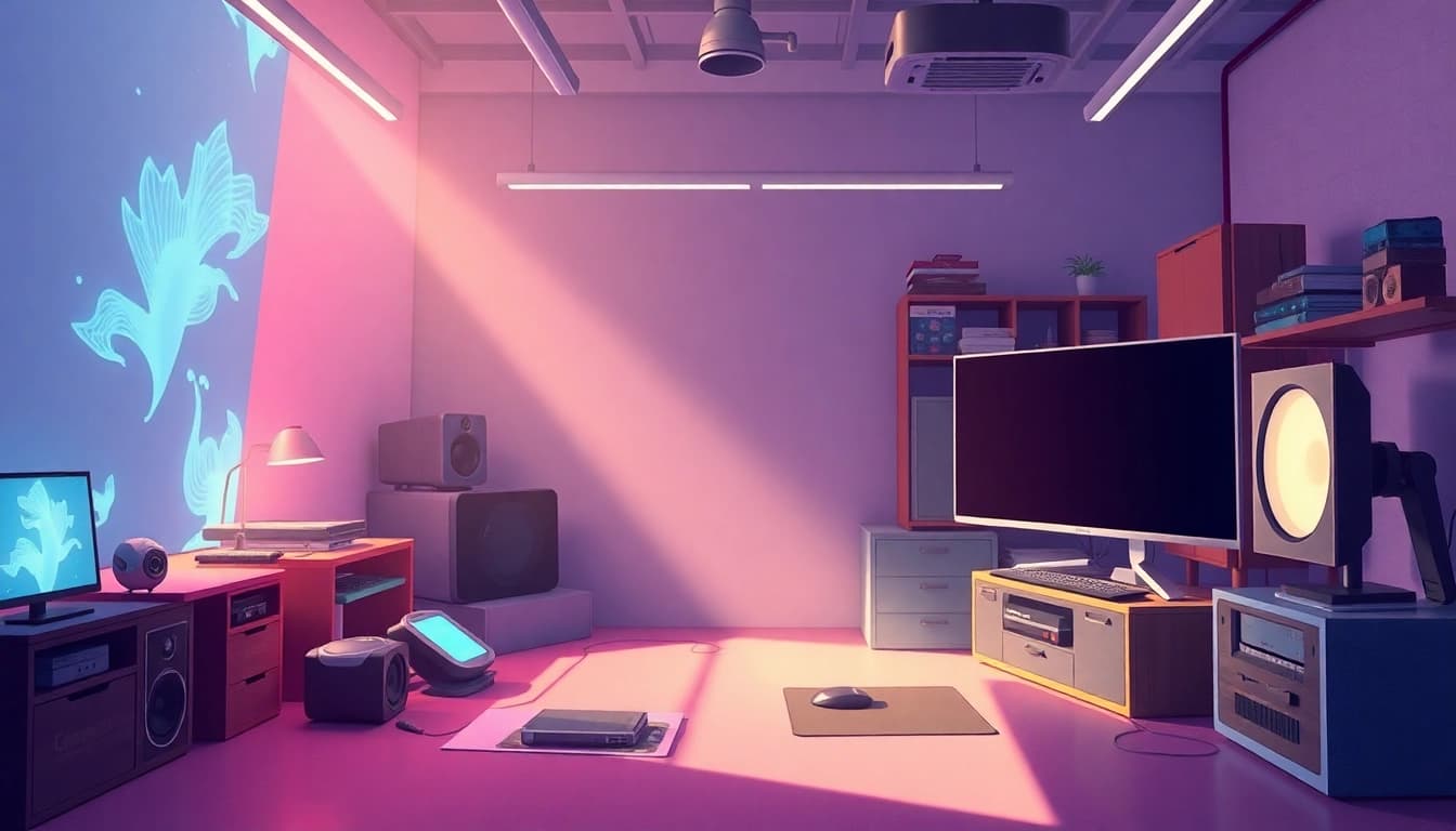 Animation Agency mit kreativer Atmosphäre, in einem lebendigen und modernen Studio, das innovative Designs schafft.