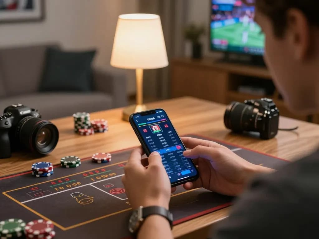 Engaging in live betting with mb668 app on smartphone, showcasing exciting sports action.