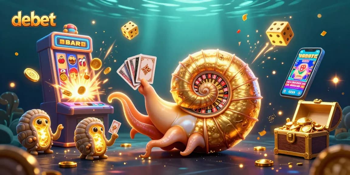 Experience the excitement of debet with vibrant slot machines and casino games in an enchanting underwater scene.