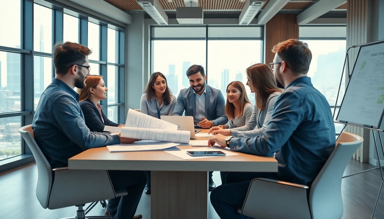 Headhunter Ingenieure discussing innovative project plans in a modern office setting.