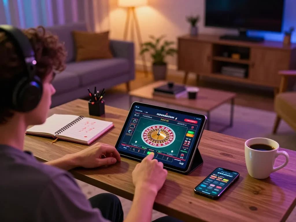 Engaging live gameplay on trang chủ bl555 displayed on tablet, showcasing roulette excitement at home.