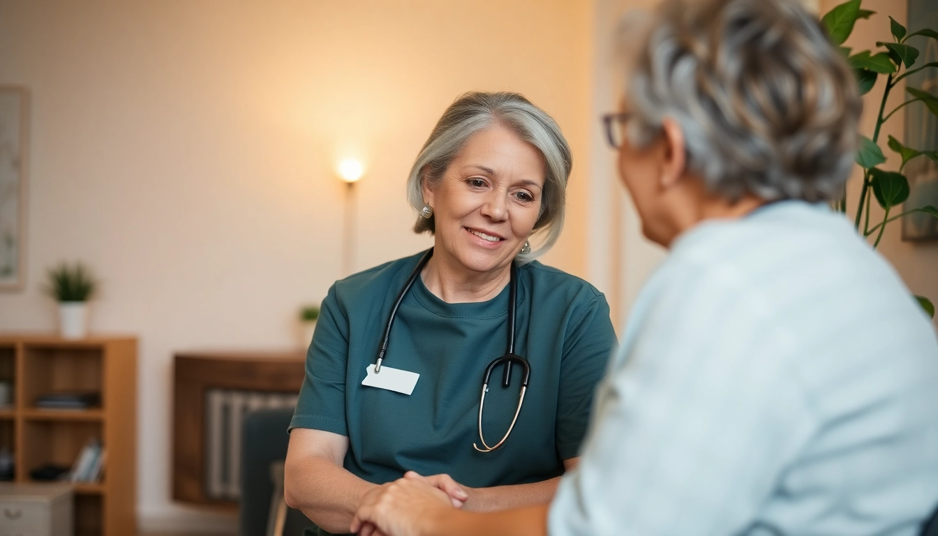 Engaged pflegefachkraft hameln assisting a senior client in a cozy home setting.