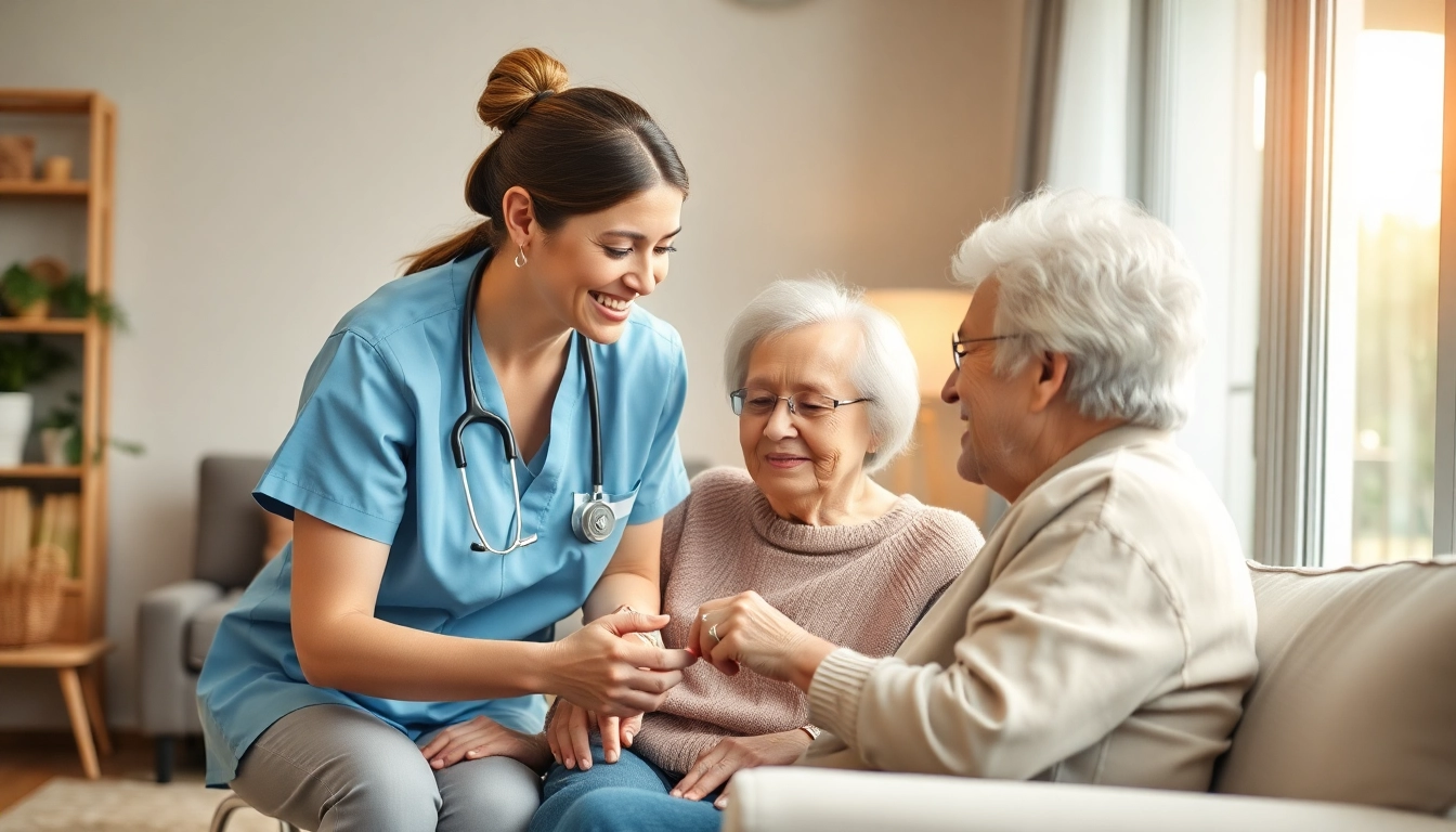 Enhance pflegedienstmarketing visibility by depicting caregivers engaging compassionately with seniors.