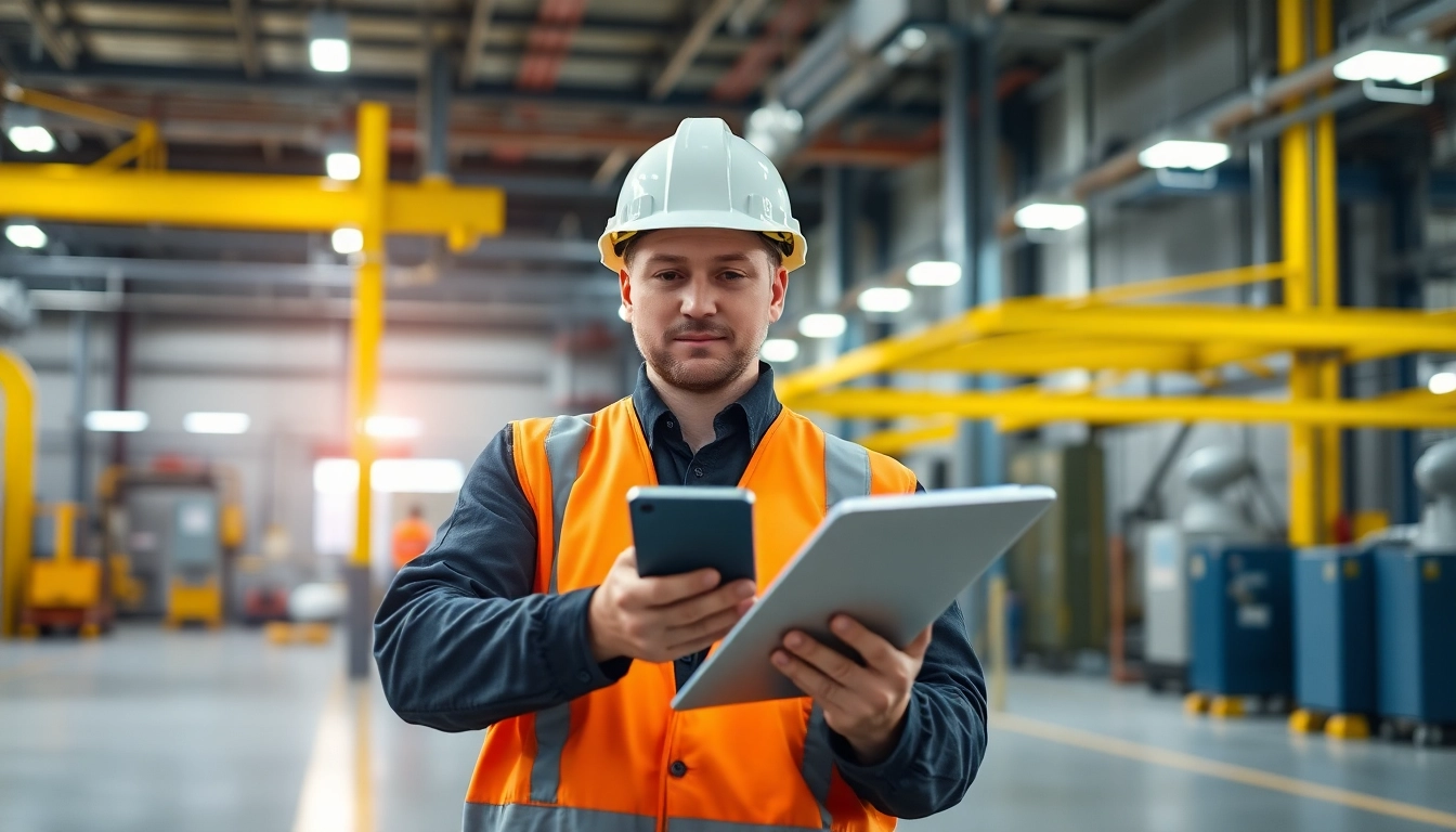 Expert performing a DGUV V3 Prüfung, ensuring electrical safety compliance in a workplace environment.