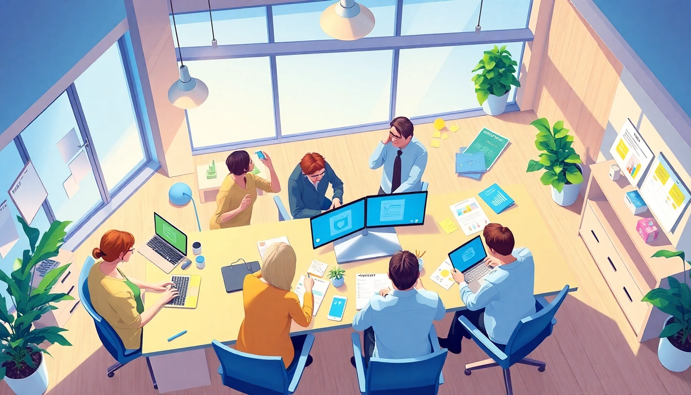 Showcase team collaboration at a pflegemarketing agentur in a modern office setting.