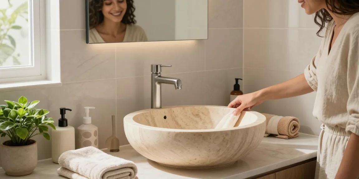 Elegante waskom natuursteen outlet wastafel in moderne badkamer met natuurlijk licht en stijlvolle decoratie.