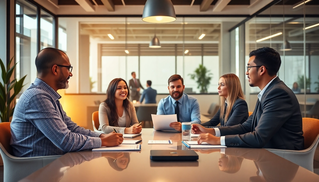 Consultants engaging in a collaborative Unternehmensberatung session to strategize solutions for clients.