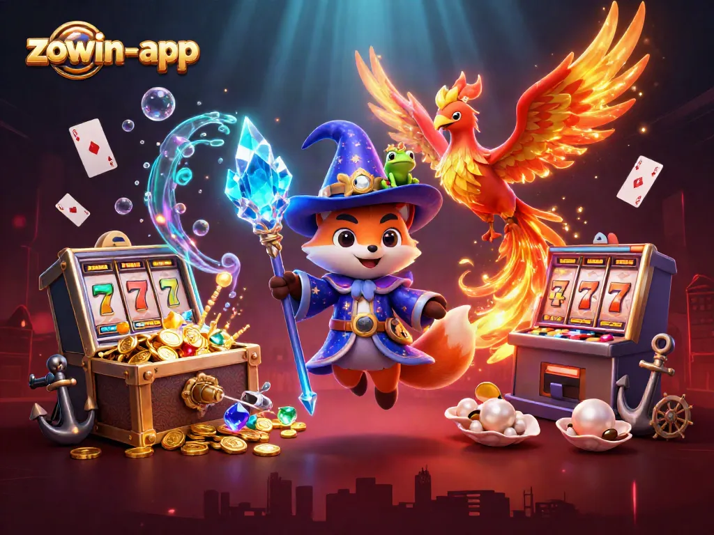 Experience the thrilling world of gambling with the zowin-app featuring vibrant characters and dynamic game elements.