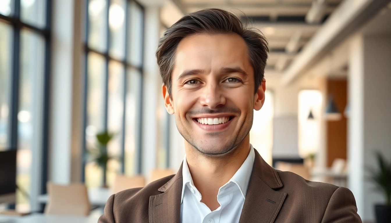 Professionelles Business Portrait München mit einem erfolgreichen Unternehmer in modernem Büro.