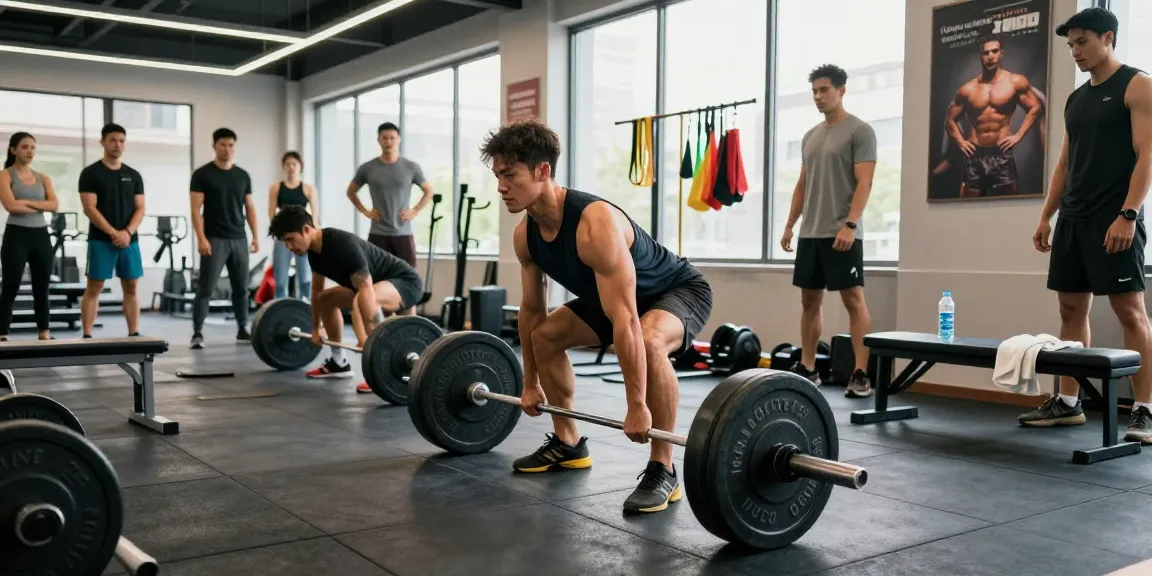 Anabolika Shop showcasing a muscular athlete deadlifting in a vibrant gym, demonstrating intensity and focus.