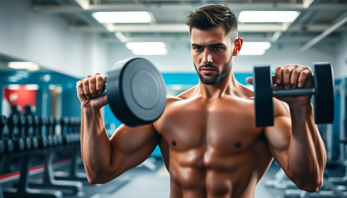 Trenbolon preis: Athlet hebt Gewichte mit Entschlossenheit in modernem Fitnessstudio.