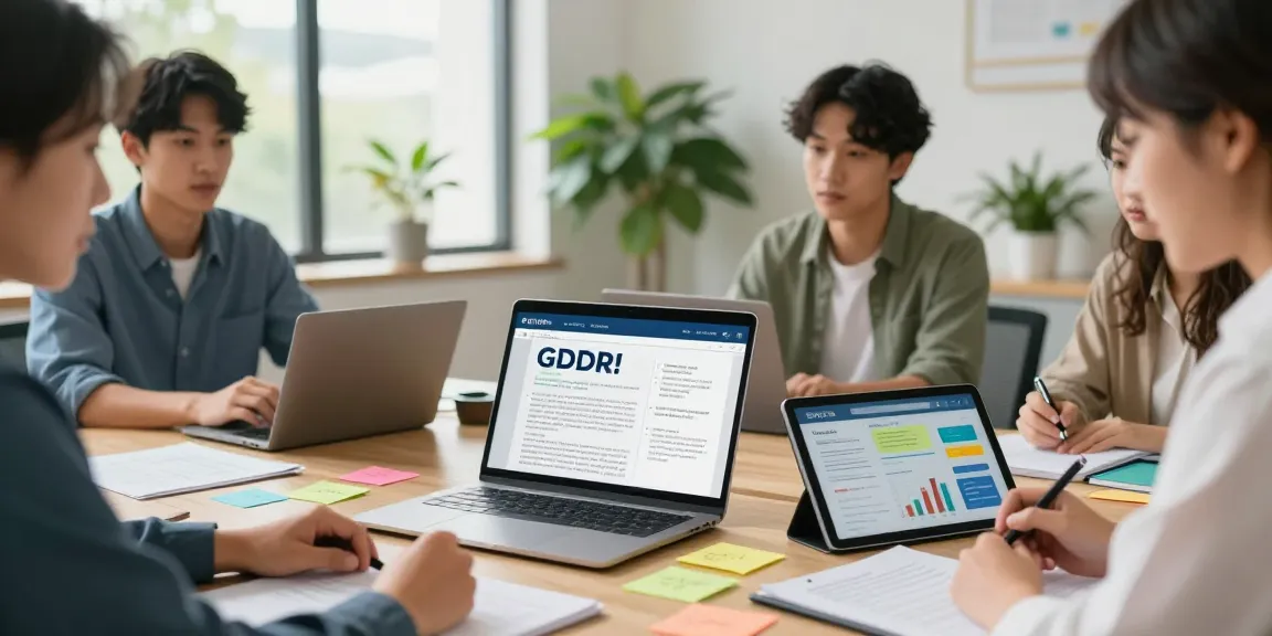 Wirtschaft und Verwaltung Wohnungsbaugenossenschaften: Team besprecht digitale Barrierefreiheit und Datenschutzstrategien.