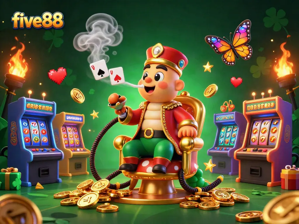 Experience thrilling gameplay at five88 with vibrant casino-themed 3D illustration showing poker symbols and game elements.