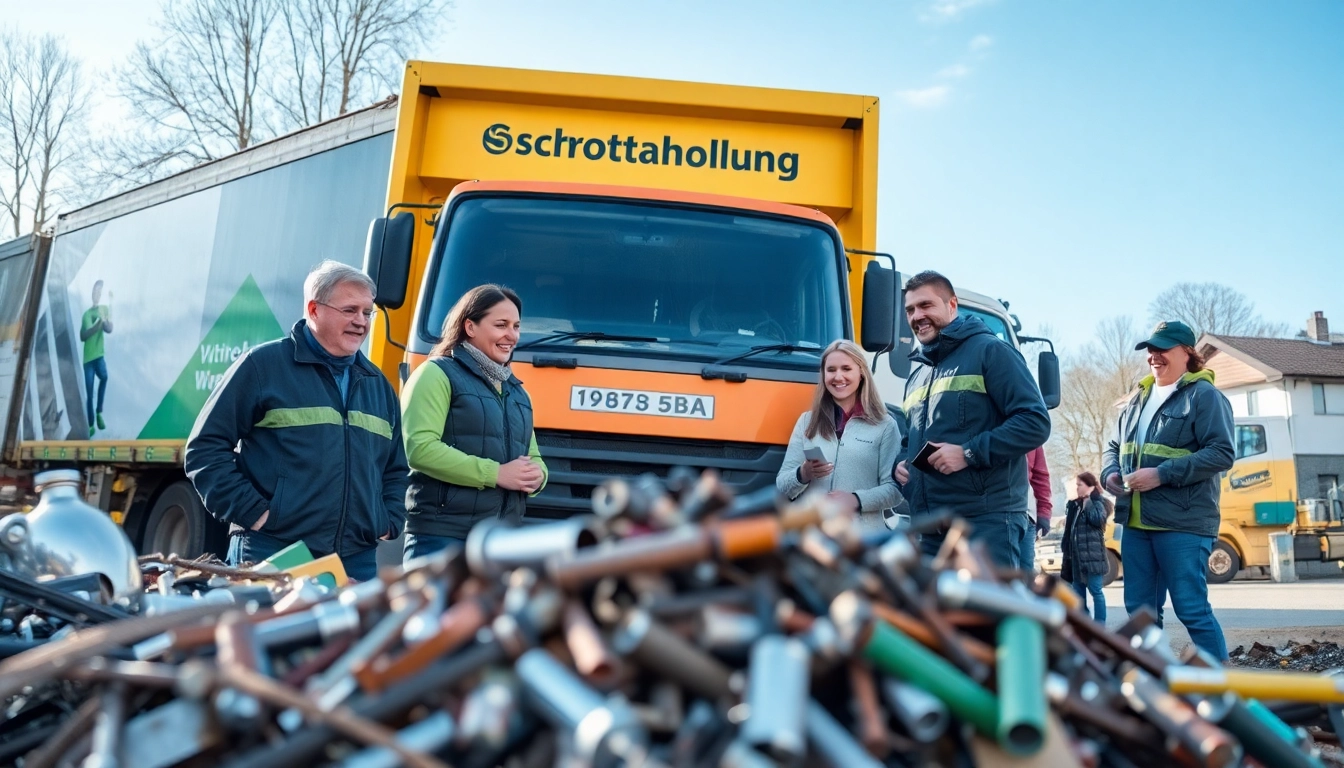 Effiziente Schrottabholung in Wuppertal mit einem freundlichen Abfallmanagement-Team, das Metallschrott sammelt.