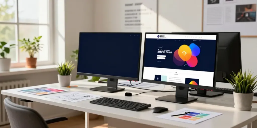Professioneller Webdesign-Arbeitsplatz im Saarland, kreativ und inspirierend.