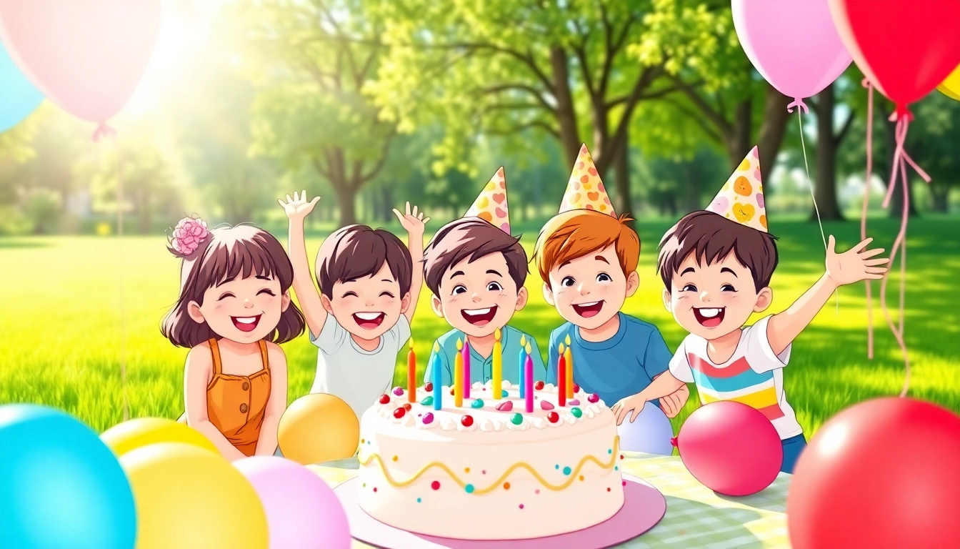 Kindergeburtstag 4 Jahre: Kinder freuen sich über Spiele und Kuchen zum Geburtstag.