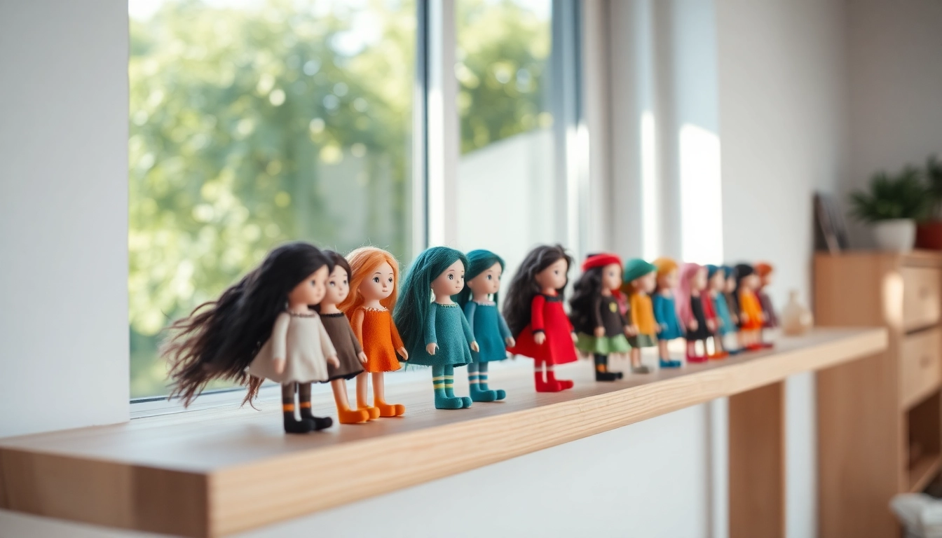 Entdecken Sie die einzigartigen Gutdolls in einem hellen, einladenden Innenraum mit kunstvoller Gestaltung.