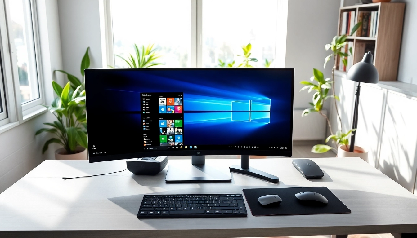 Entdecken Sie die Benutzeroberfläche von Windows 11 Pro auf einem stilvollen Arbeitsplatz mit modernem Design.