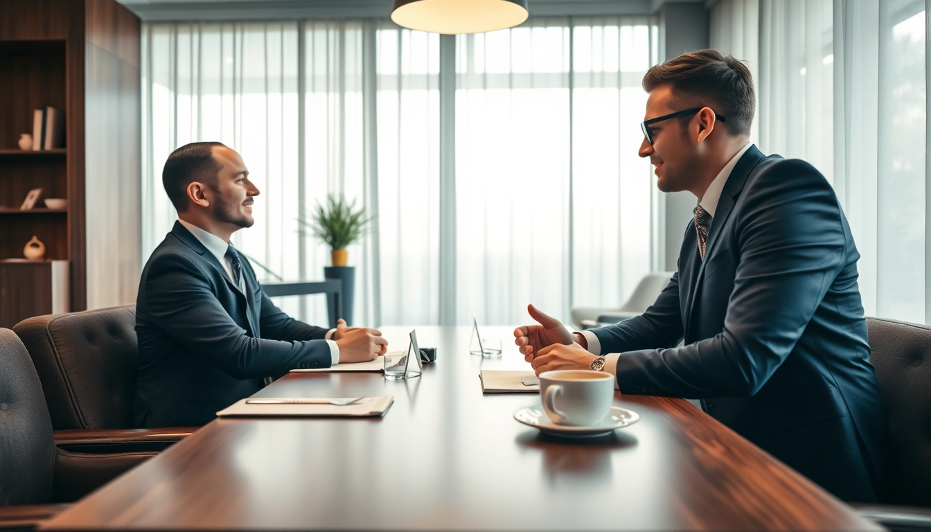 Headhunter Gastronomie berät einen talentierten Bewerber in einer modernen Büroumgebung.