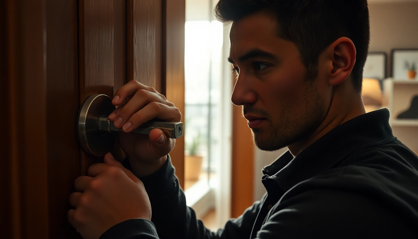 Professioneller Schlüsseldienst Prenzlauer Berg öffnet sorgfältig eine Tür mit hochwertigen Werkzeugen.