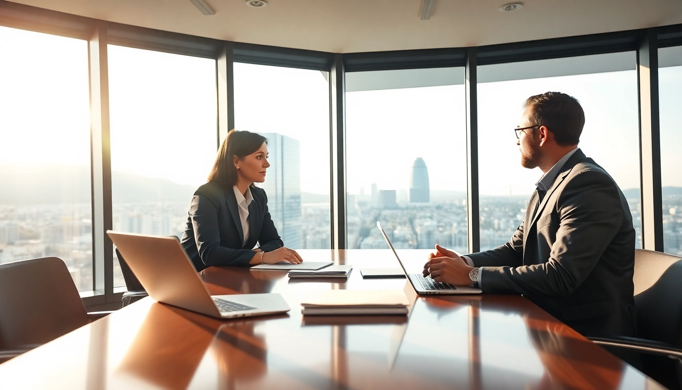 Headhunter Schweiz führt professionelles Interview in modernen Büroräumen