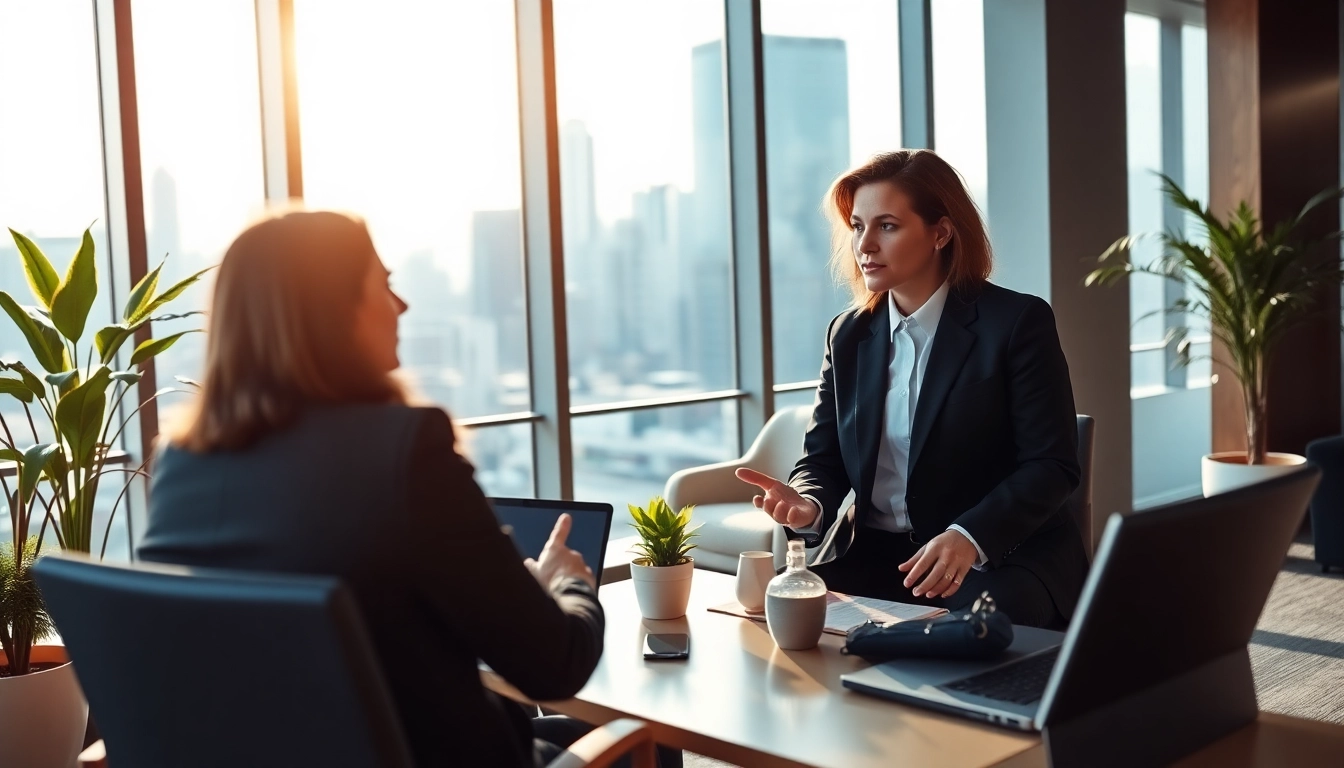 Headhunter Schweiz in einem modernen Büro, im Gespräch mit einem Kandidaten.