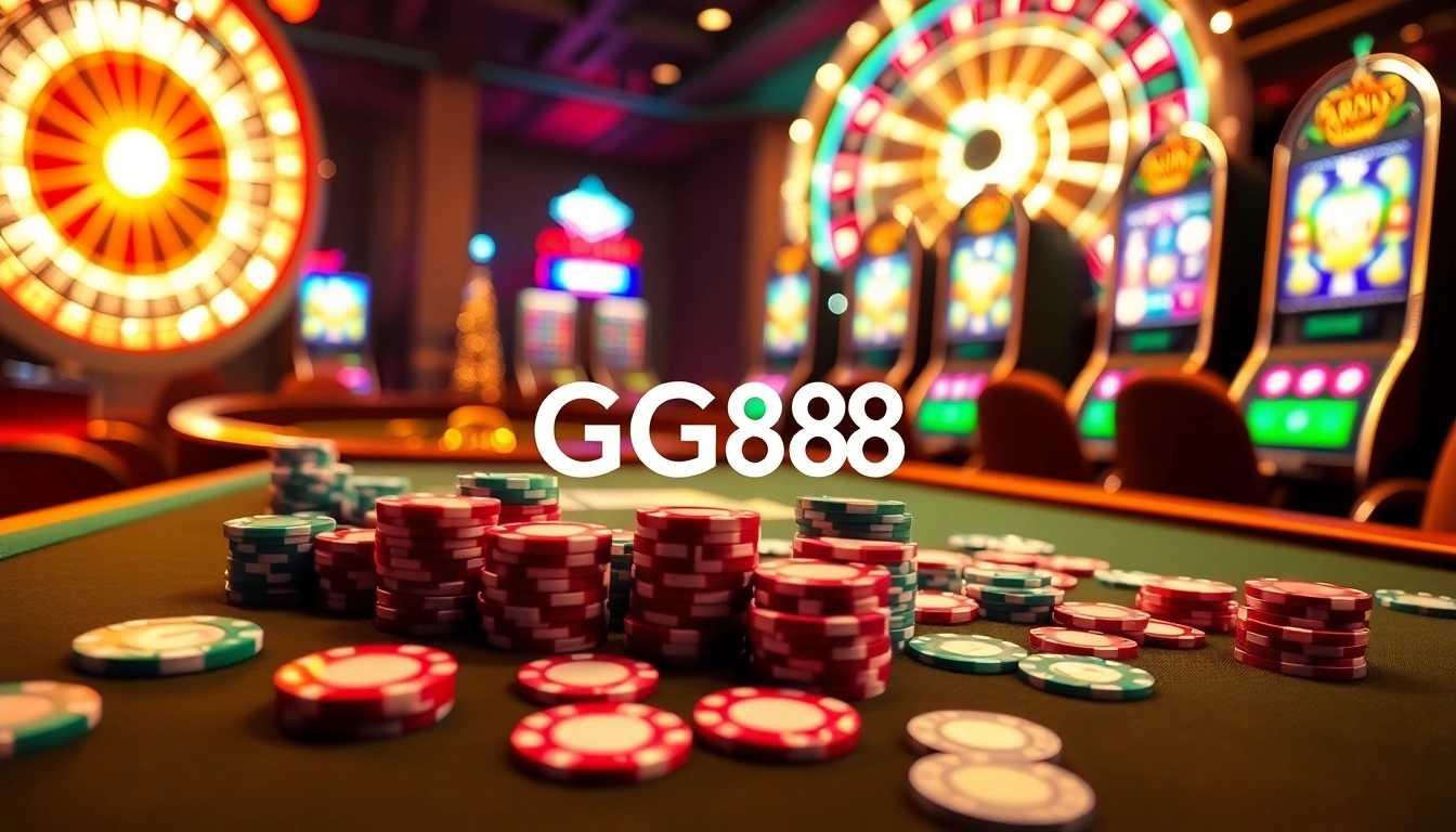 Experience the thrill of GG88 gaming with vibrant casino tables and exciting slot machines.
