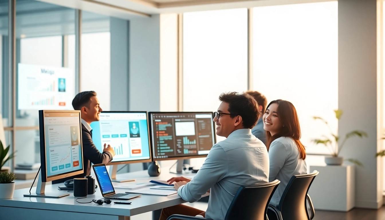 Meiqia官网展示一个高科技的客服团队在现代办公室高效协作的画面。